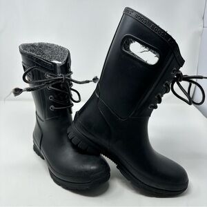 Bogs Womens Rain Boots Sz 6 Amanda Plush Lace Up Waterproof Winter Black